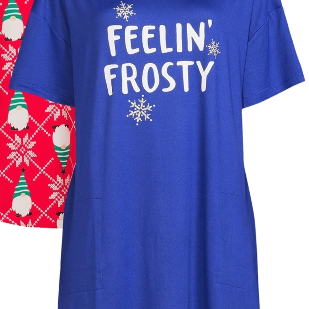 Blue 'Feelin' Frosty' Graphic T-Shirt Dress 2x